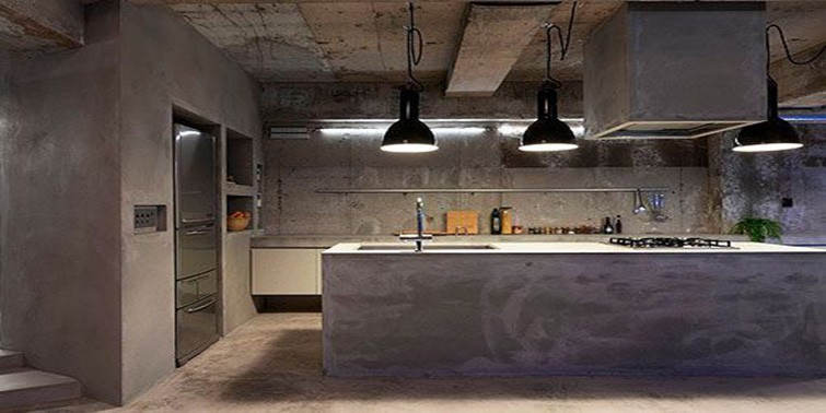cocinas de microcemento | Cubicup cocina con pared de microcemento