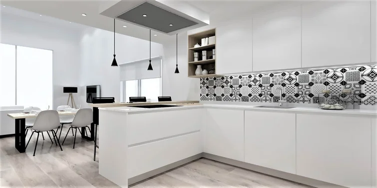 cocina blanca con península