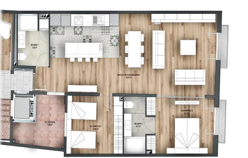 cómo distribuir una casa rectangular | Cubicup distribución de vivienda rectangular