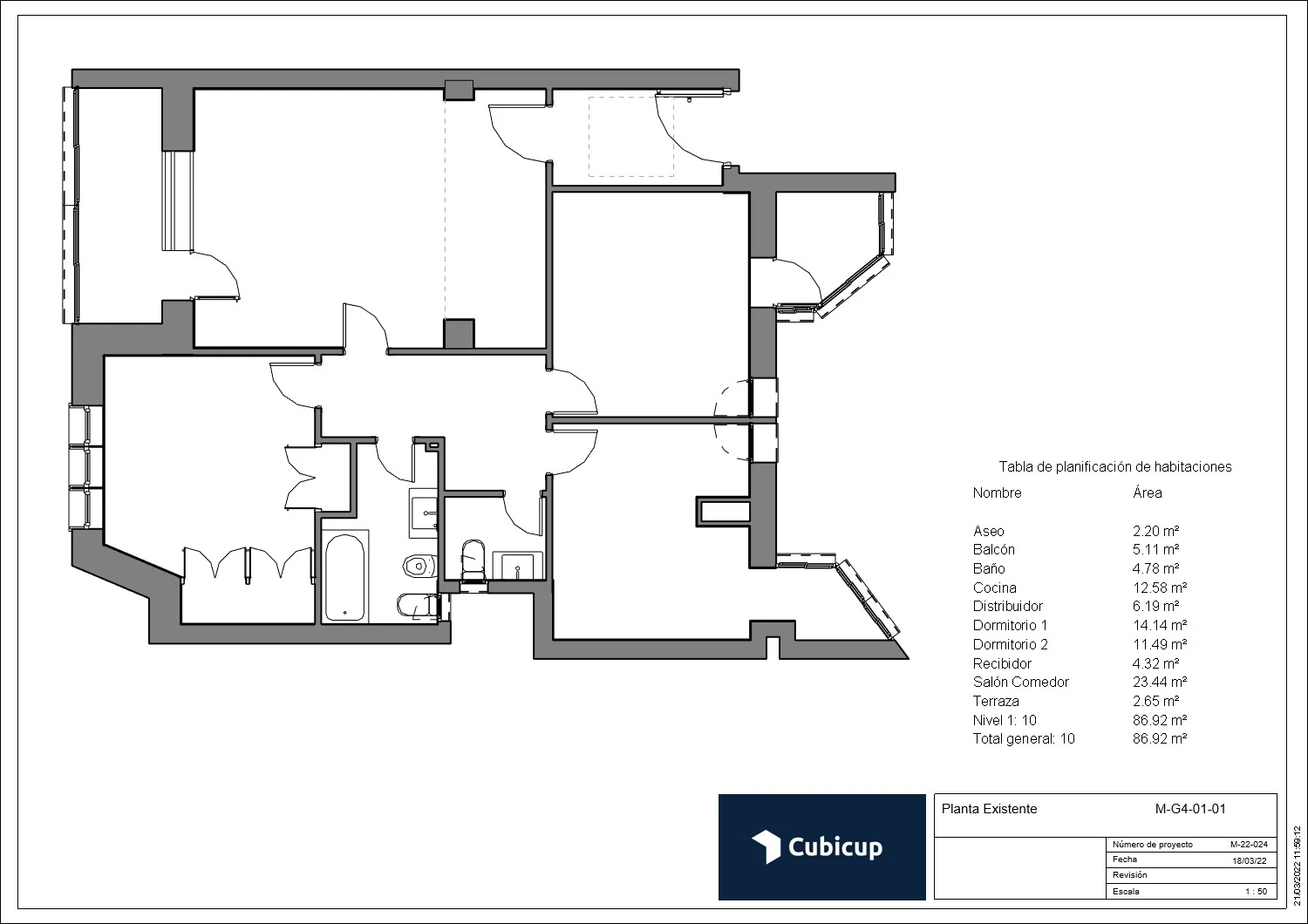 Plano distribución existente proyecto Gaztambide Madrid