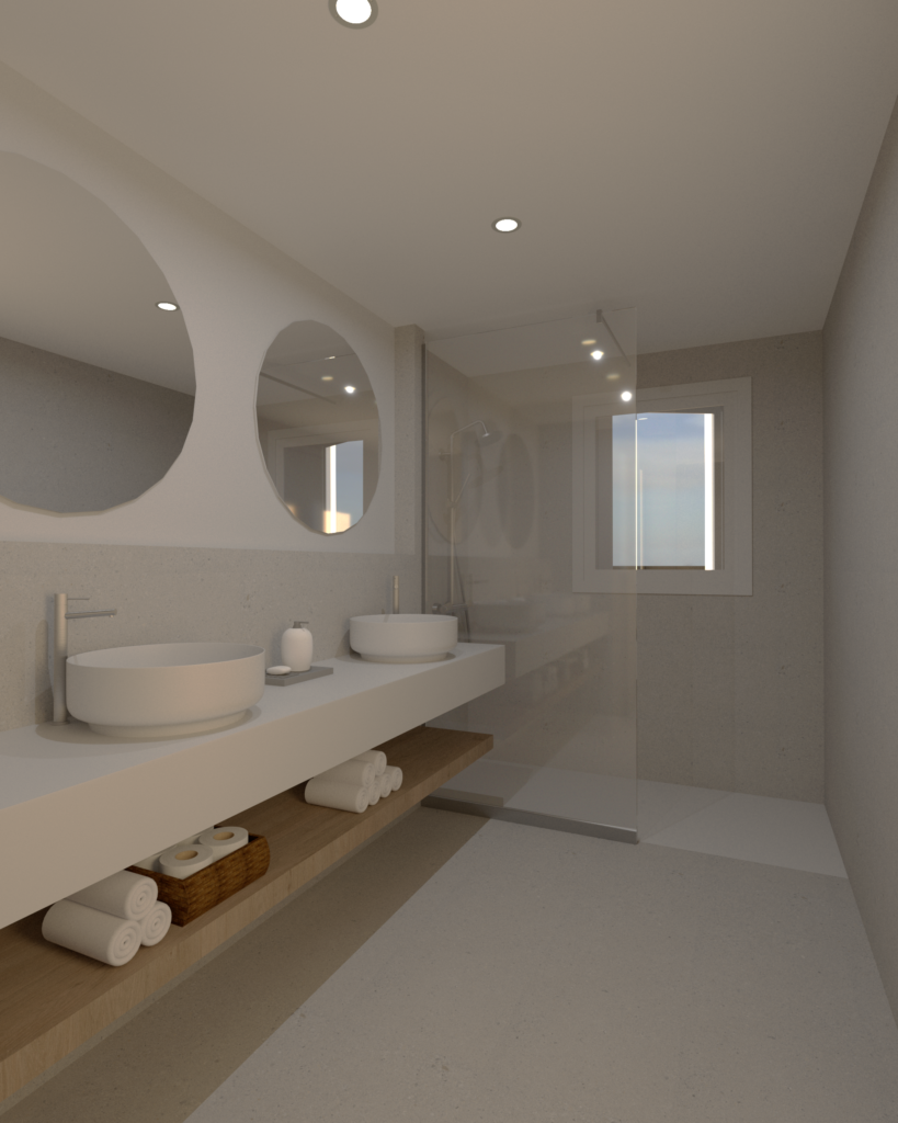 | Cubicup render baño proyecto Ensanche Valencia