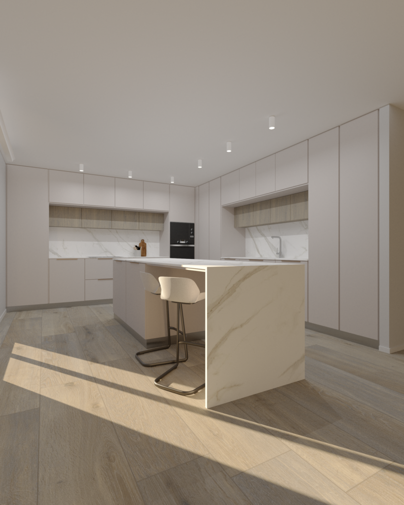 | Cubicup render cocina proyecto Ensanche Valencia