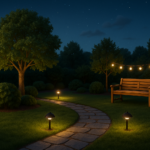 iluminación exterior jardin