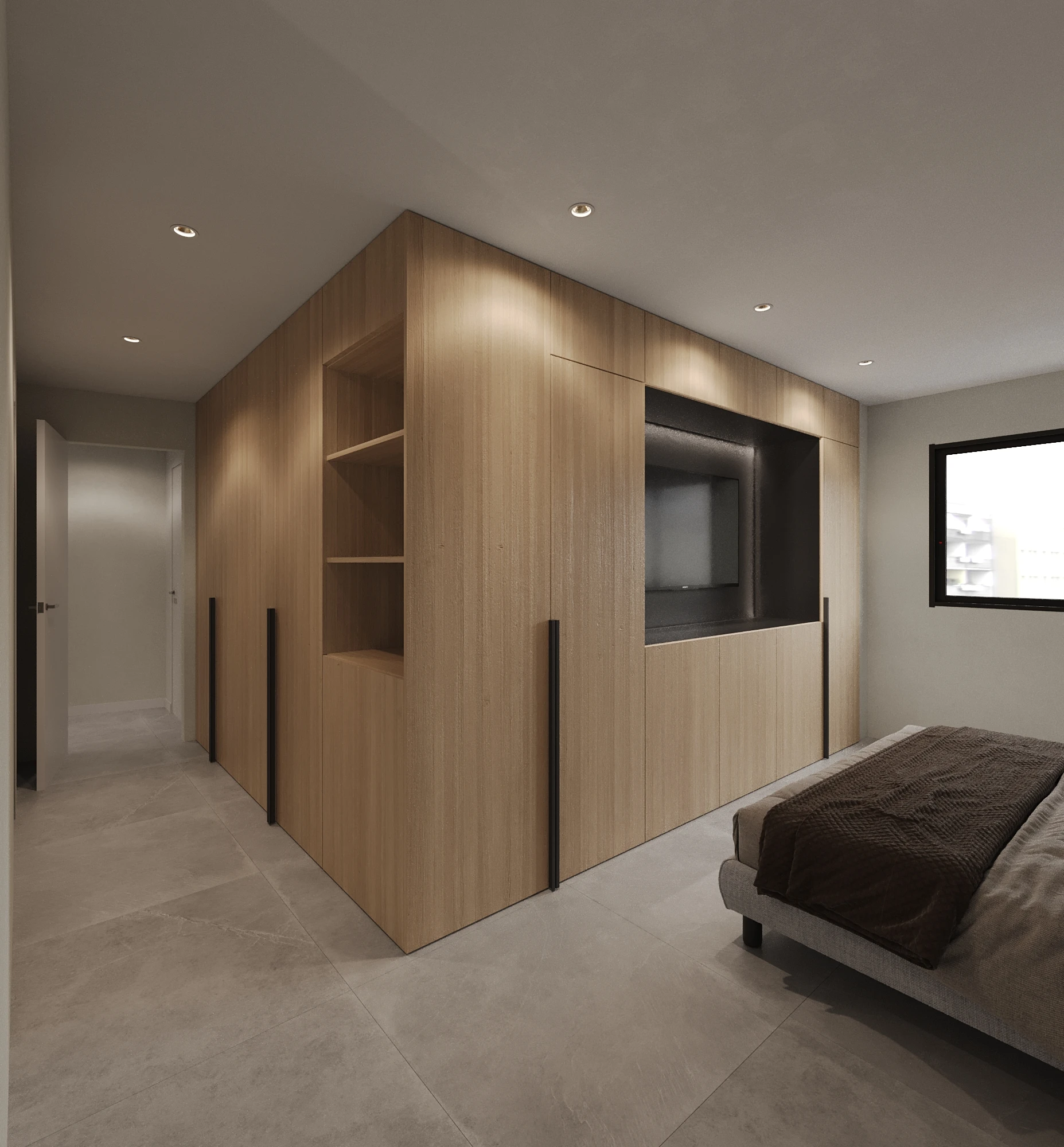 render armario dormitorio proyecto Soho Malaga